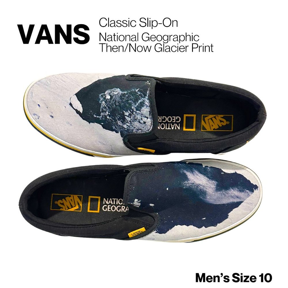 Vans National Geographic Glacier Print Slip-Ons | Men's Size 10 | Ships in Box